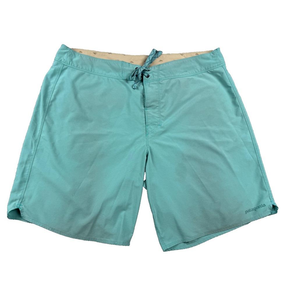 Patagonia Men's Board Shorts Size 38 Teal Surf Swim Trunks 9" Inseam